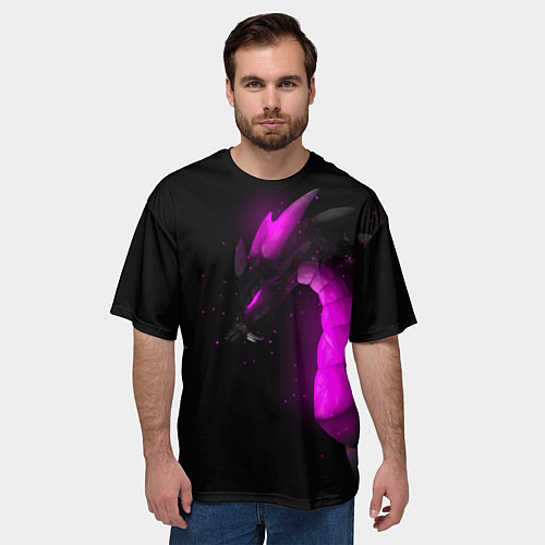 Мужская футболка оверсайз Дракон неоновый / 3D-принт – фото 3