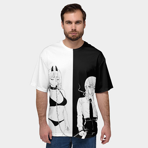 Мужская футболка оверсайз Пауэр и мисс Макима -Человек бензопила / 3D-принт – фото 3