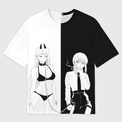 Футболка оверсайз мужская Пауэр и мисс Макима -Человек бензопила, цвет: 3D-принт