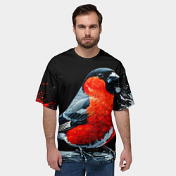 Футболка оверсайз мужская Огромный снегирь, цвет: 3D-принт — фото 2