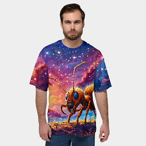 Мужская футболка оверсайз Муравей в космосе / 3D-принт – фото 3