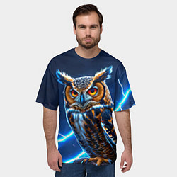 Футболка оверсайз мужская Сова и разряды молний, цвет: 3D-принт — фото 2