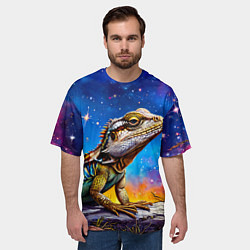 Футболка оверсайз мужская Ящерица в космосе, цвет: 3D-принт — фото 2