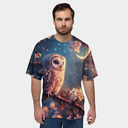 Футболка оверсайз мужская Сова и месяц, цвет: 3D-принт — фото 2
