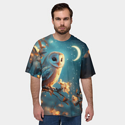 Футболка оверсайз мужская Сова и звездное небо, цвет: 3D-принт — фото 2