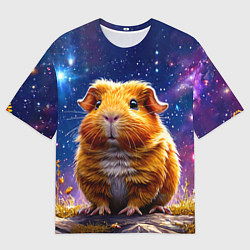 Футболка оверсайз мужская Морская свинка в космосе, цвет: 3D-принт