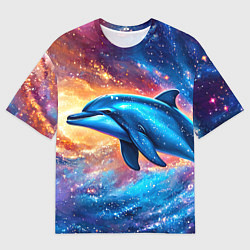Футболка оверсайз мужская Дельфин в космосе, цвет: 3D-принт
