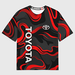 Футболка оверсайз мужская Toyota - красные языки пламени, цвет: 3D-принт