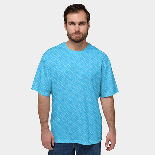 Мужская футболка оверсайз Неоновый голубой лазурный однотонный текстура / 3D-принт – фото 3