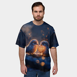 Футболка оверсайз мужская Милые влюбленные совушки, цвет: 3D-принт — фото 2