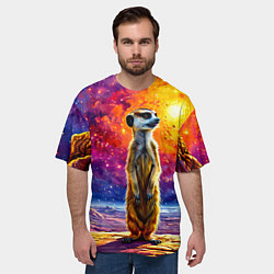 Футболка оверсайз мужская Сурикат и космическое небо, цвет: 3D-принт — фото 2