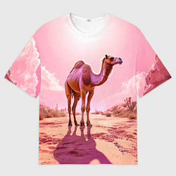 Футболка оверсайз мужская Верблюд в розовой пустыне, цвет: 3D-принт