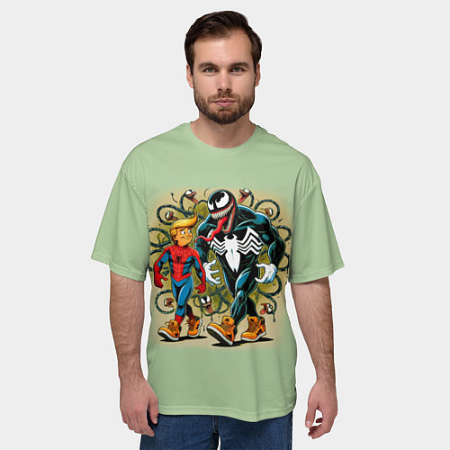 Мужская футболка оверсайз Venom and Spider-Trump - meme / 3D-принт – фото 3