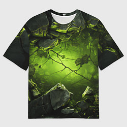 Мужская футболка оверсайз Зеленые разбитые плиты