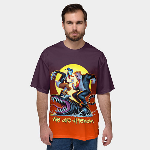 Мужская футболка оверсайз Two Donalds and Venom - meme / 3D-принт – фото 3