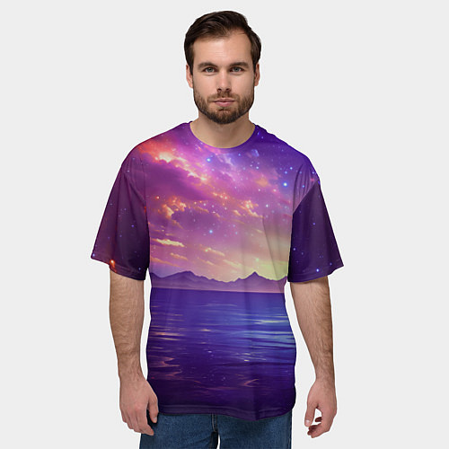 Мужская футболка оверсайз Волшебная галактика / 3D-принт – фото 3