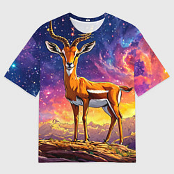 Футболка оверсайз мужская Газель в звездную ночь, цвет: 3D-принт