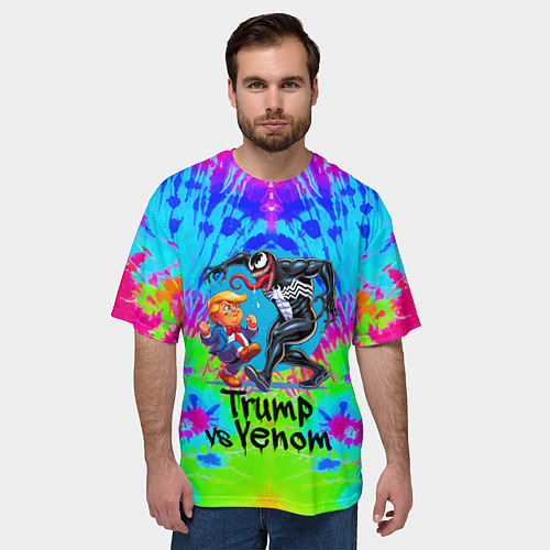 Мужская футболка оверсайз Дональд Трамп против Венома / 3D-принт – фото 3