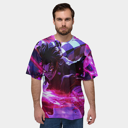 Мужская футболка оверсайз Клинок рассекающий демонов - аниме / 3D-принт – фото 3