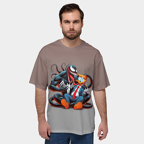 Мужская футболка оверсайз Venom and Duck-Donald - ai art fantasy / 3D-принт – фото 3