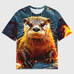 Футболка оверсайз мужская Выдра в огне, цвет: 3D-принт
