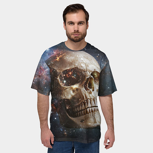 Мужская футболка оверсайз Череп - космос / 3D-принт – фото 3