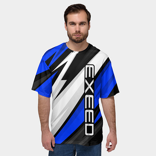 Мужская футболка оверсайз Exeed - blue sport / 3D-принт – фото 3