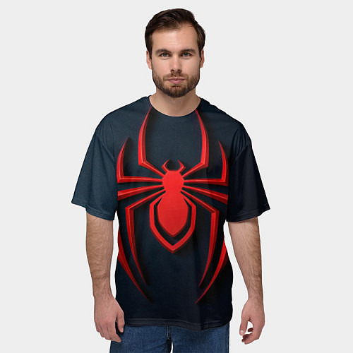 Мужская футболка оверсайз Человек паук - логотип / 3D-принт – фото 3