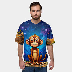 Футболка оверсайз мужская Обезьянка в звездную ночь, цвет: 3D-принт — фото 2