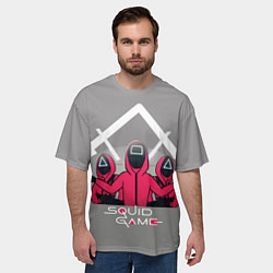 Футболка оверсайз мужская Персонажи из Игра в кальмара, цвет: 3D-принт — фото 2
