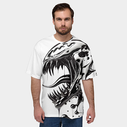 Мужская футболка оверсайз Свирепая морда Венома - ядовитая слизь / 3D-принт – фото 3