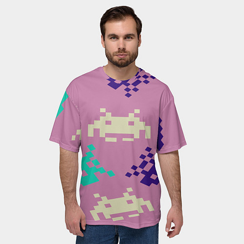 Мужская футболка оверсайз Пиксели фильтр / 3D-принт – фото 3