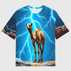 Футболка оверсайз мужская Верблюд и удар молнии, цвет: 3D-принт