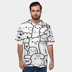 Футболка оверсайз мужская Doodle monsters, цвет: 3D-принт — фото 2