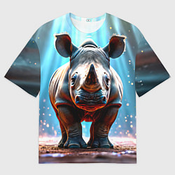 Футболка оверсайз мужская Носорог в лучах, цвет: 3D-принт
