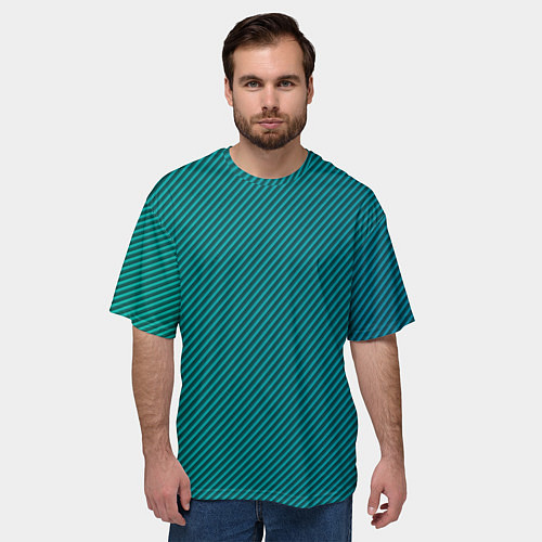 Мужская футболка оверсайз Бирюзовый перелив / 3D-принт – фото 3