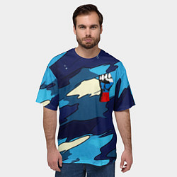 Футболка оверсайз мужская Синий камуфляж русская сила, цвет: 3D-принт — фото 2