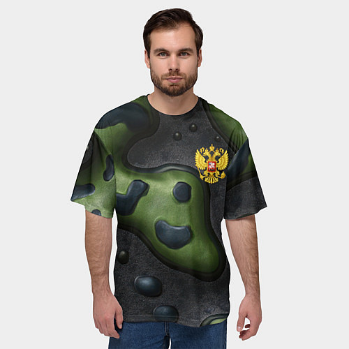 Мужская футболка оверсайз Объемный абстрактный камуфляж / 3D-принт – фото 3