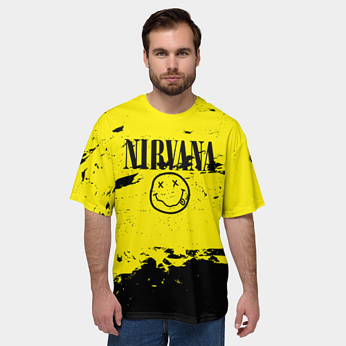Мужская футболка оверсайз Нирвана мазки / 3D-принт – фото 3