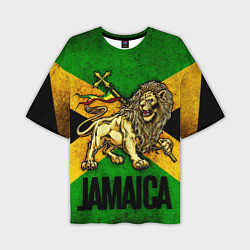 Футболка оверсайз мужская Jamaica lion flag, цвет: 3D-принт