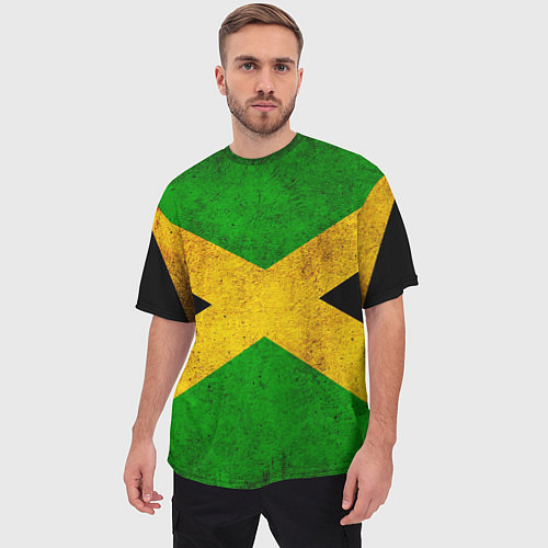 Мужская футболка оверсайз Jamaica flag / 3D-принт – фото 3