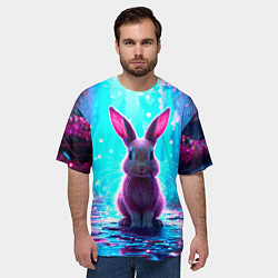 Футболка оверсайз мужская Зайчик в сказочном лесу, цвет: 3D-принт — фото 2