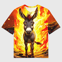Футболка оверсайз мужская Ослик в огне, цвет: 3D-принт