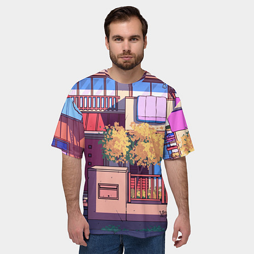 Мужская футболка оверсайз Lo-fi японский стиль улица / 3D-принт – фото 3