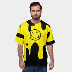 Футболка оверсайз мужская Нирвана потёки краски, цвет: 3D-принт — фото 2