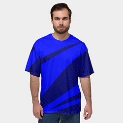 Футболка оверсайз мужская Синий ультрамарин полосы абстракция, цвет: 3D-принт — фото 2