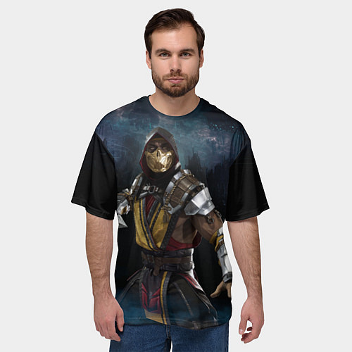 Мужская футболка оверсайз Mortal Kombat - Скорпион / 3D-принт – фото 3