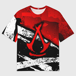 Футболка оверсайз мужская Assassins creed: shadows - красная абстракция, цвет: 3D-принт