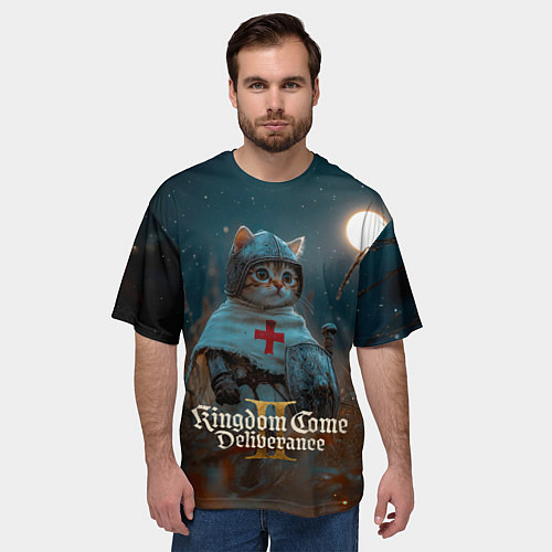 Мужская футболка оверсайз Kingdom Come Deliverance 2 рыцарь котенок / 3D-принт – фото 3