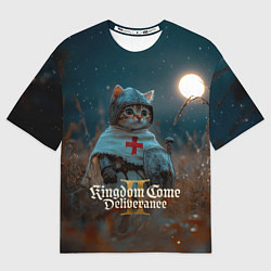Футболка оверсайз мужская Kingdom Come Deliverance 2 рыцарь котенок, цвет: 3D-принт